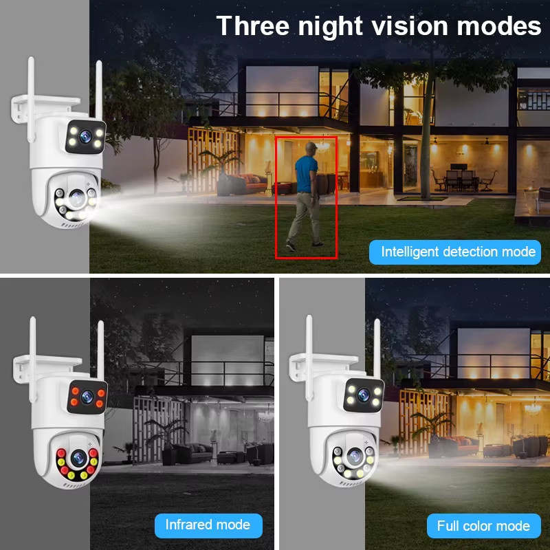Kabelloses WiFi Sicherheitskamera-System mit 8CH NVR, 6MP Dual-Objektiv, KI-Menschenerkennung und Farbnachtsicht, IP66 Outdoor, Weiß - Bild 4