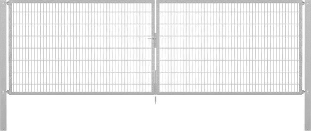 Doppeltor Flexo Plus in Silber, Feuerverzinkter Stahl, Breite: 500 cm, Höhe: 160 cm, Pfosten: 100 x 100 cm - Bild 1