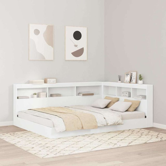 Bett mit Bücherregal und Kopfteil von VD Home Furnishing in Weiß, B/T/H: 150 x 200 cm, aus Holzwerkstoff - Bild 1