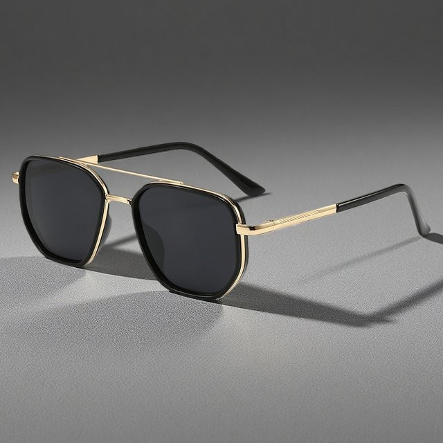 FUQIAN Sonnenbrille Aviator, Vollrand, Metall, Schwarz, Unisex - Bild 1
