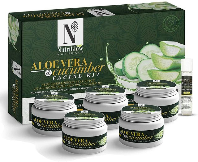 NutriGlow Natural's Aloe Vera Gurken-Gesichtsset mit Hyaluronsäure, Unisex - Bild 1