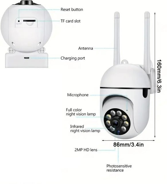 WLAN Outdoor PTZ Überwachungskamera mit 1080P Auflösung, 4X Digitalzoom und Audio-Funktion, Weiß - Bild 1