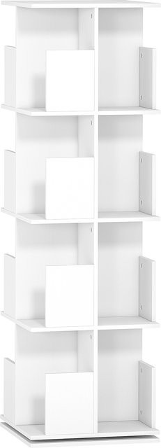 HOMCOM Drehbares Bücherregal in Weiß mit 4 Ebenen und 16 Fächern, Standregal für Wohnzimmer und Schlafzimmer, B/T/H: 39 x 39 x 128,3 cm - Bild 1