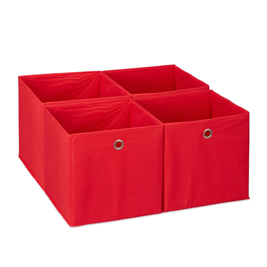 Relaxdays Faltbox 4er Set aus Polyester in Rot, zusammenfaltbar, B/T/H: 30 x 30 x 30 cm - Bild 2
