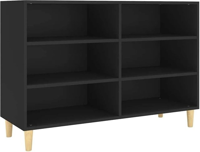 vidaXL Sideboard Schwarz im skandinavischen Design aus Holzwerkstoff und Eukalyptus, B/T/H: 103,5 x 35 x 70 cm - Bild 1