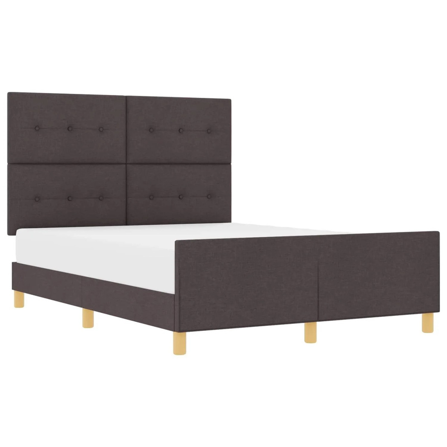 vidaXL Bettgestell mit Kopfteil in Dunkelbraun aus Stoff, B/T: 140 x 190 cm - Bild 2