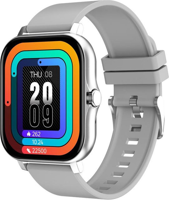 Smartwatch mit 1,69 Zoll Touchscreen in Silber, Bluetooth-Anruffunktion, Schrittzähler und Herzfrequenzüberwachung für Damen und Herren - Bild 1