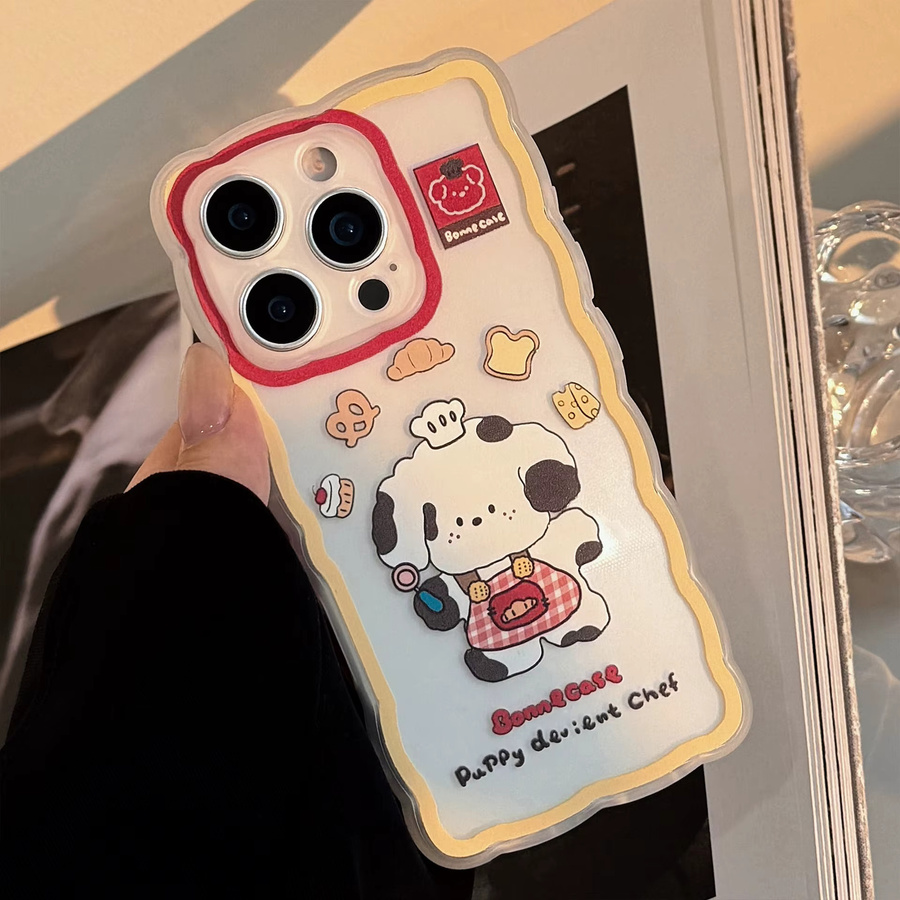 MUQGEW Stoßfeste Handyhülle mit süßem Koreanischem Cartoon-Welpen-Design für iPhone 16 15 14 13 Pro Max, Transparent - Bild 2
