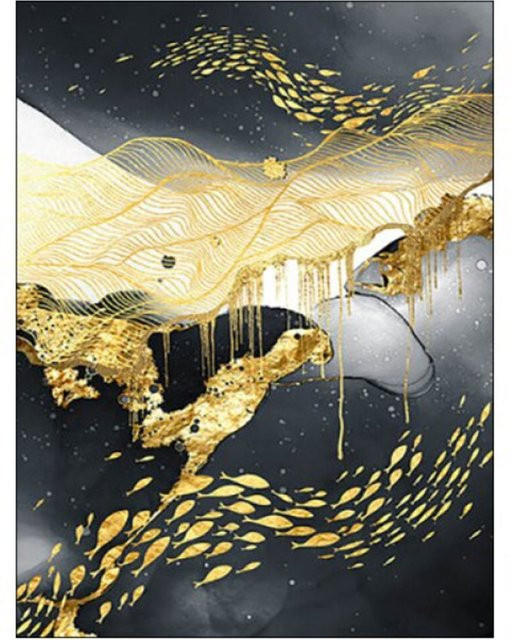 TPFLiving Gold Luxus Poster Leinwand Abstract Modern in Weiß, Gold und Schwarz, B: 50 cm, H: 70 cm - Bild 1