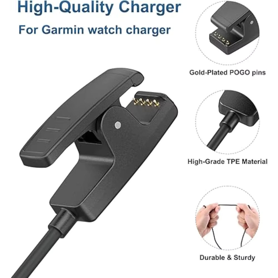 Ersatzladegerät für Garmin Lily, Lily 2 und Forerunner 235, 35, 230, 630, 645, 735XT, USB Uhrenladeclip aus Silikon, Schwarz - Bild 2