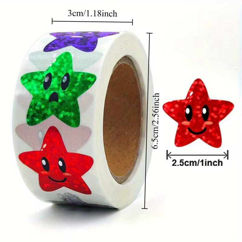 2 Rollen glitzernde Sternaufkleber in Multicolor mit 1000 Stück für Scrapbooking und Partygeschenke - Bild 2