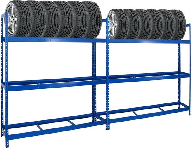 PROREGAL Reifenregal Tiger XL Set aus 2 Stück, Blau, H x B x T: 200 x 180 x 45 cm - Bild 1