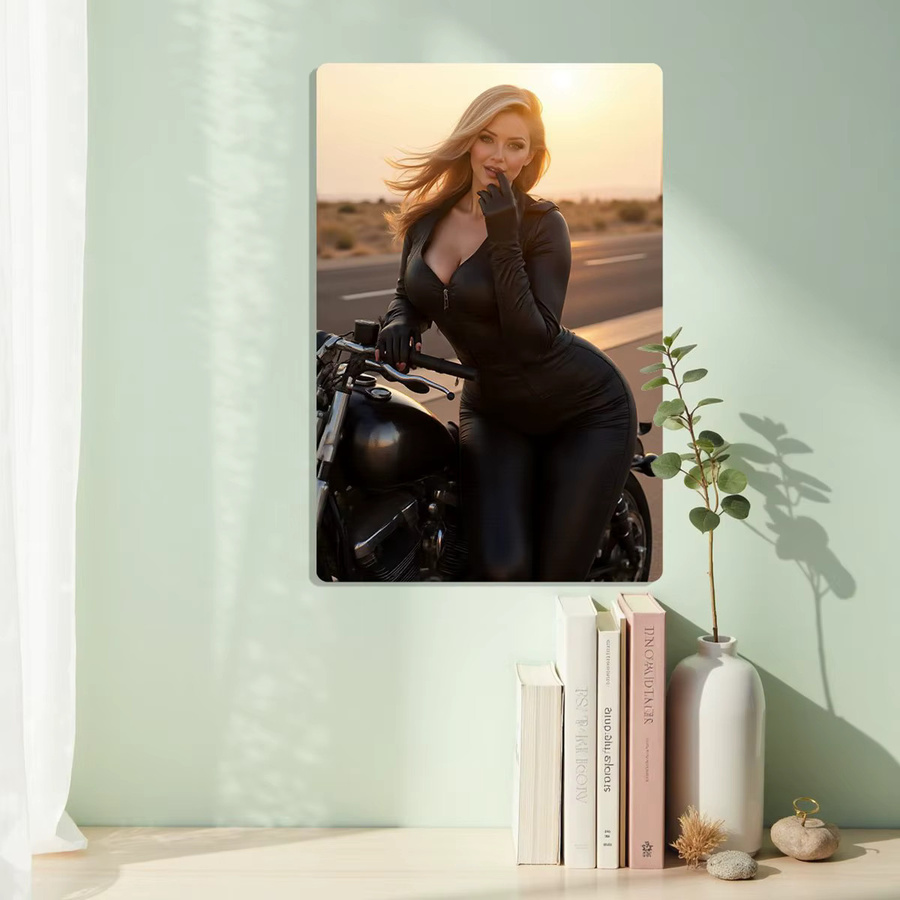 CIFBUY Retro-Motorrad-Metallschild Vintage Harley Aluminium-Wandkunst für Garage und Bar, Breite: 20,32 cm, Höhe: 20,32 cm - Bild 3