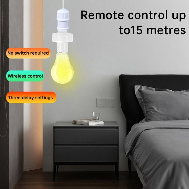 Smart Fernbedienung Lichtschalter für E27 LED Lampen mit Timer und 30m Reichweite in Weiß - Bild 1