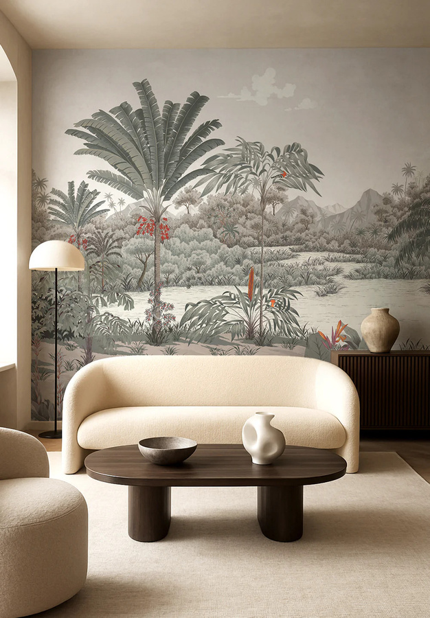 Isidore Leroy Mural Riviere des Parfums Wandtapete in Grau mit Naturmotiv - Bild 1