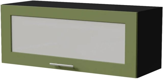 Feldmann-Wohnen Klapphängeschrank Brerra W4BS/90 WKF in Schwarz und RAL 6025 Farngrün Matt mit Glastüren und Soft-Close-Funktion, B/T/H: 90 x 32,5 x 36 cm - Bild 1