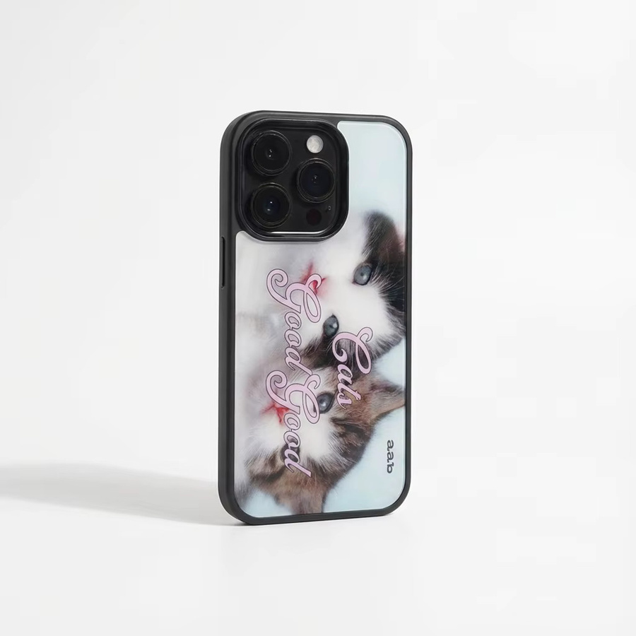 Stoßfeste DecoPhone Handyhülle mit Katzenrand für iPhone 17, 16, 15 und 14 Pro Max in Schwarz - Bild 2