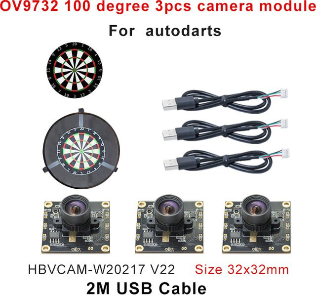 HBVCAM USB-Kameramodul OV9732/OV2710 mit 100-Grad-Blickwinkel in Schwarz für das Autodarts IO Punktezählsystem - Bild 1