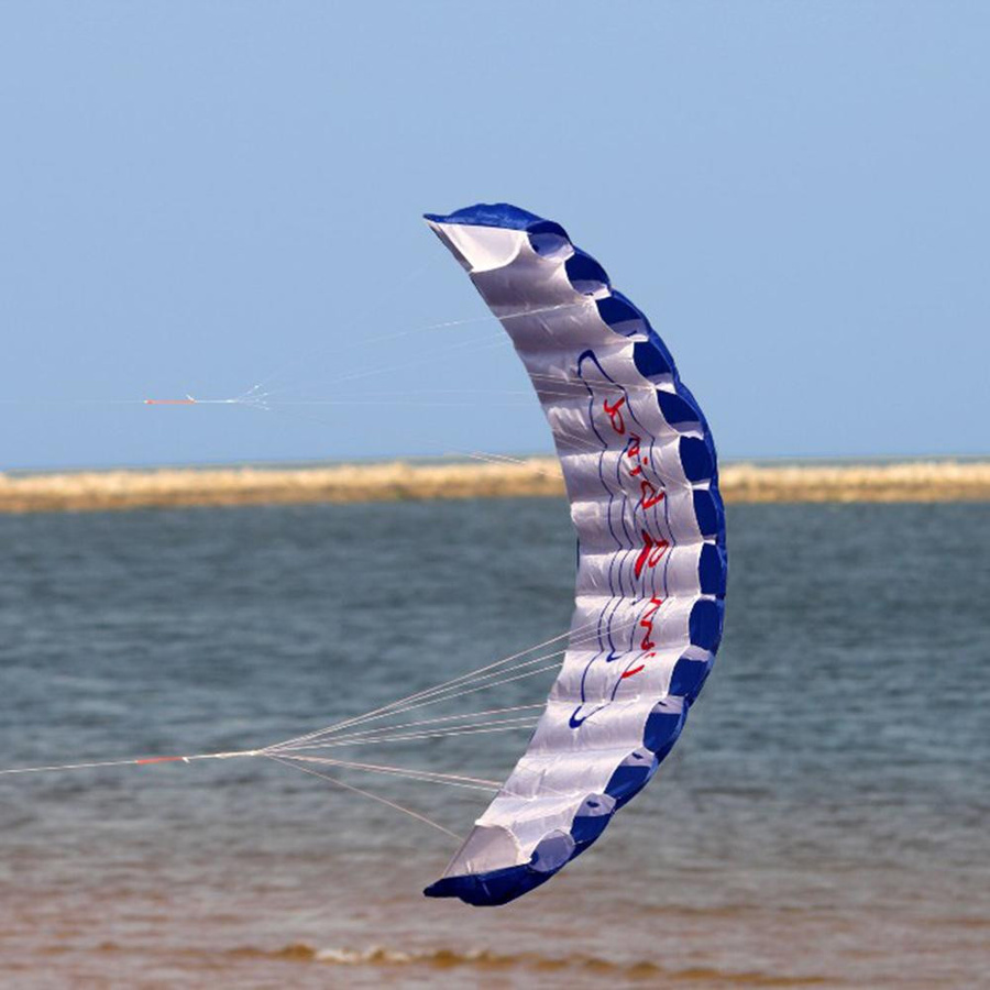 KaiSai Doppelflugleinen-Flügeldrachen Stunt-Power-Drachen blau bunt - Bild 2