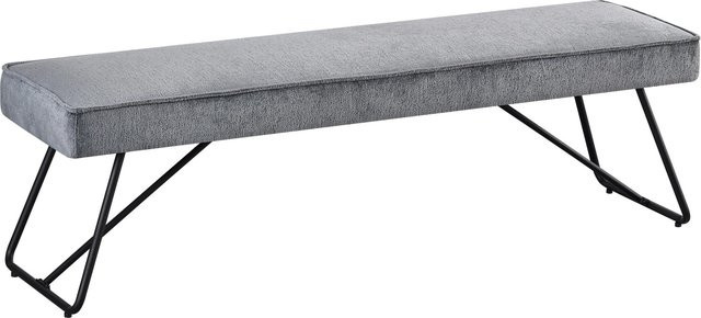 Based Sitzbank Cora 2 Schwarz/Dunkelgrau, moderne Polsterbank aus Stoff mit Metallgestell, B/T/H: 160 x 42 x 42 cm - Bild 1