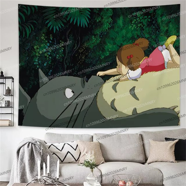 Bandai Totoro Anime Wandbehang aus Textil, Mehrfarbiger Wandteppich für dein Wohnheim - Bild 1
