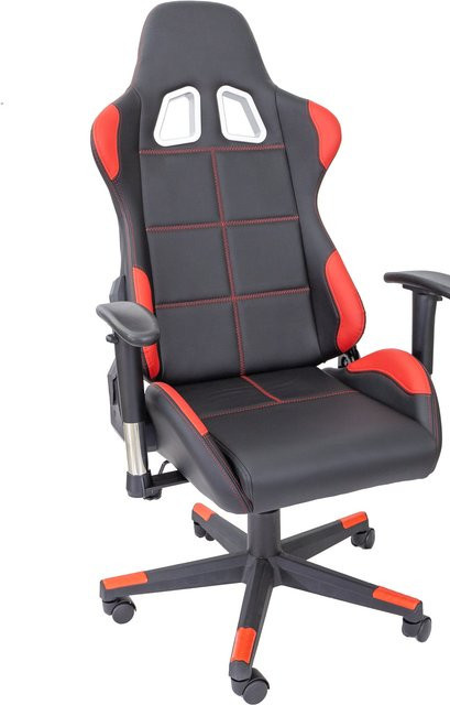 TPFLiving Premium XL-Gaming Stuhl Fire in Rot und Schwarz aus Kunstleder, belastbar bis 150 kg - Bild 1