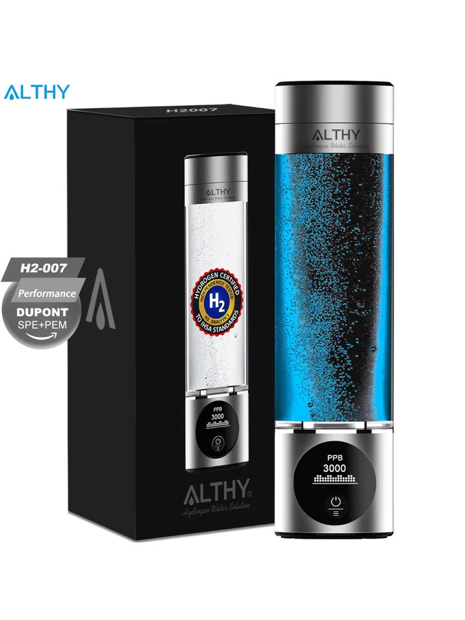 ALTHY Performance Wasserstoff-Wassergenerator-Flasche mit DuPont SPE+PEM Doppelkammer-Ionisator, PPB- und Zeitanzeige sowie H2-Inhalationsfunktion - Bild 3