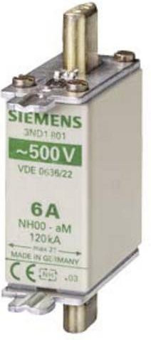 Siemens 3ND1801 Sicherungseinsatz Größe 0, 6A, 500V, Weiß, 3 Stück - Bild 1