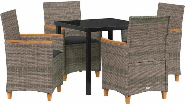 vidaXL Garten Essgruppe 5-teilig aus Poly-Rattan und Glas in Grau - Bild 1