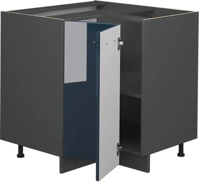Vicco Eckunterschrank Fame-Line in Anthrazit und Dunkelblau Hochglanz mit Arbeitsplatte in Eiche, Höhe: 87 cm - Bild 2