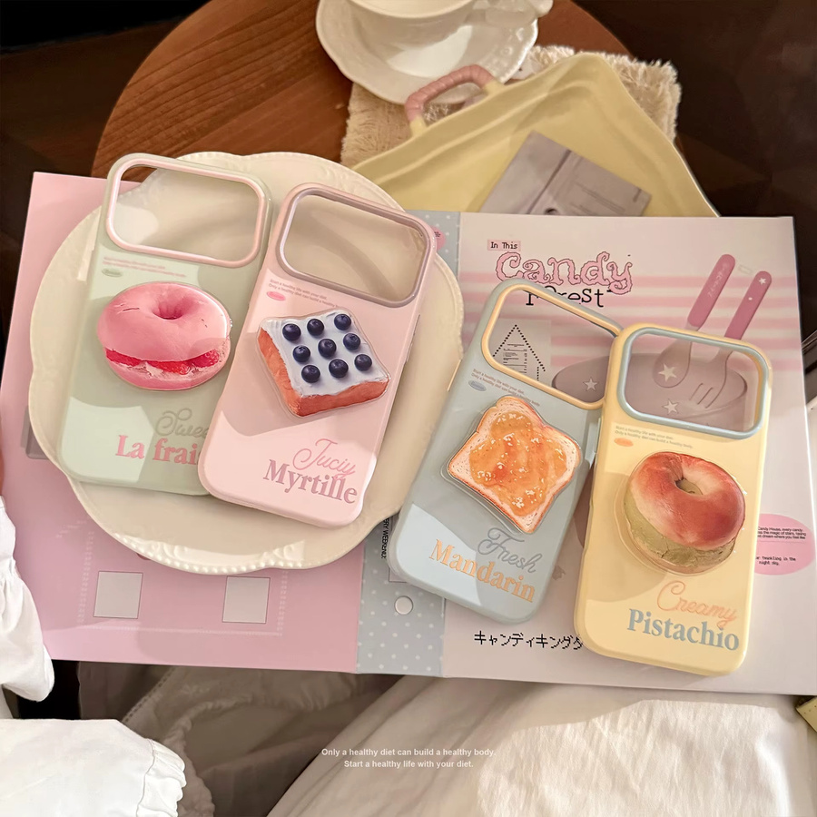 Koreanische Cartoon Bagel Toast Handyhülle für Apple iPhone 17 16 15 14 13 12 Pro Max, stoßfeste Softcover-Hülle in Multicolor - Bild 2