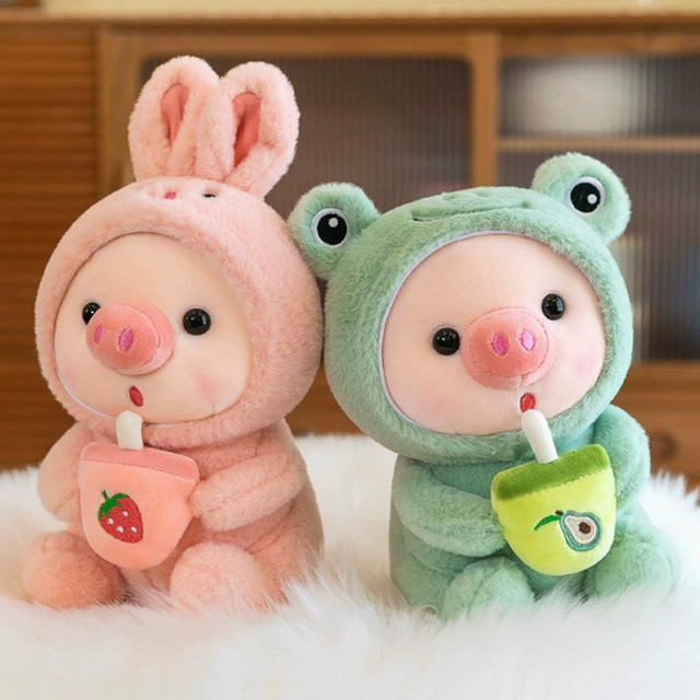 Bandai Lulu Schweinchen, Plüschtier, Rosa, 22cm - Bild 1