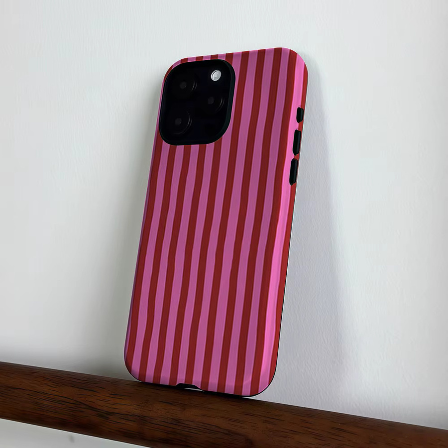 CaseLumi Matte Bumper MagSafe Schutzhülle für iPhone 17 16 15 Pro Max Plus mit vertikalen Streifen in Rosa - Bild 4