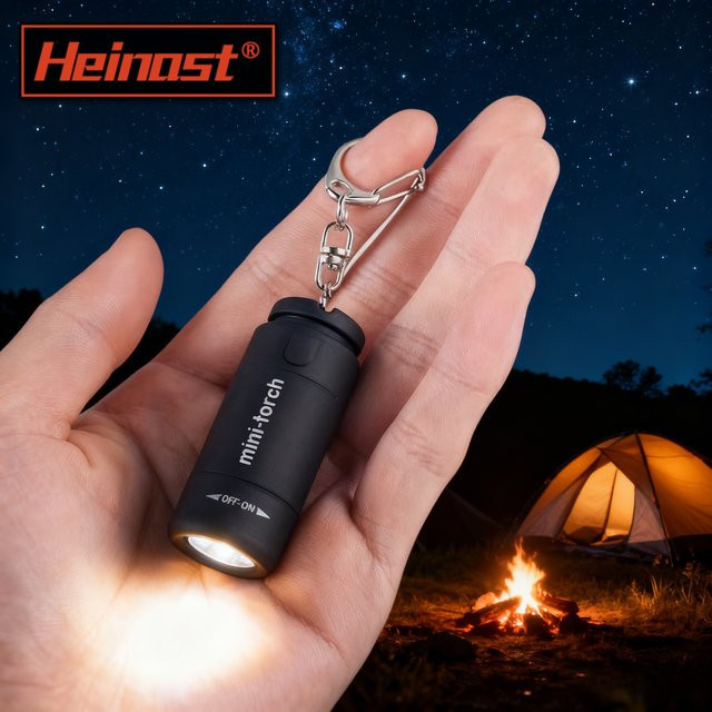 Heinast LED Schlüsselanhänger Taschenlampe USB wiederaufladbar, wasserdicht, Schwarz - Bild 1