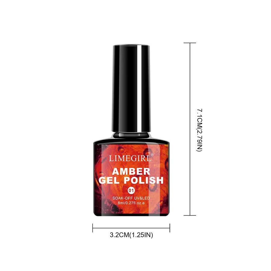 LIMEGIRL Amber Gel Brown Crystal Nagellack, 8 ml, Glänzend - Bild 6