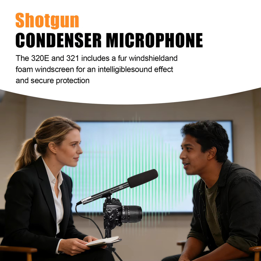 LexiNova Shotgun-Kondensatormikrofon in Schwarz mit Dual-Modus für Interviews, Vlogs und Filmproduktionen - Bild 2