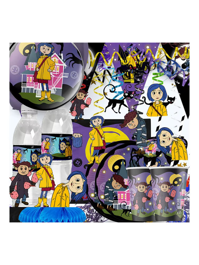 Coraline & The Secret Door Party-Dekorationsset mit Banner und Luftballons, Mehrfarbig - Bild 3