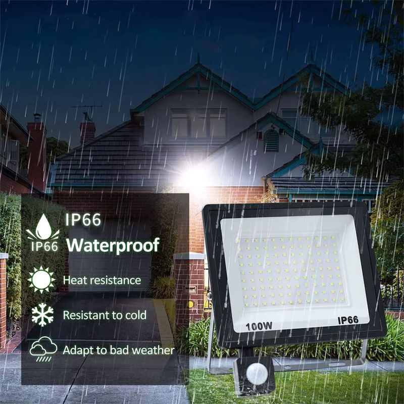 Wasserdichter LED-Flutlicht Scheinwerfer mit PIR-Bewegungssensor und IP66 Schutz für Garten und Außenbereich in Weiß oder Schwarz - Bild 4