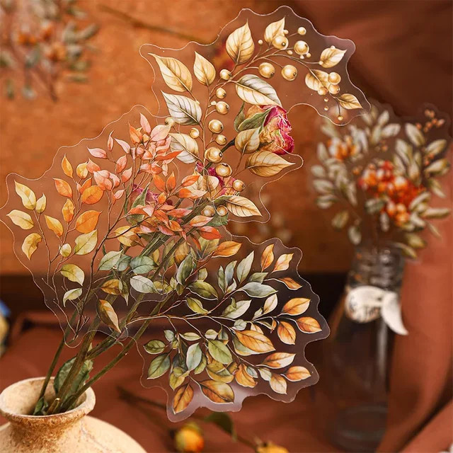 20 Stück Ahornblumen-Collage-Aufkleber in Bernstein und Gelb, dekoratives Sammelalbum für Waldmotive, B/H: 163 x 95 mm - Bild 1