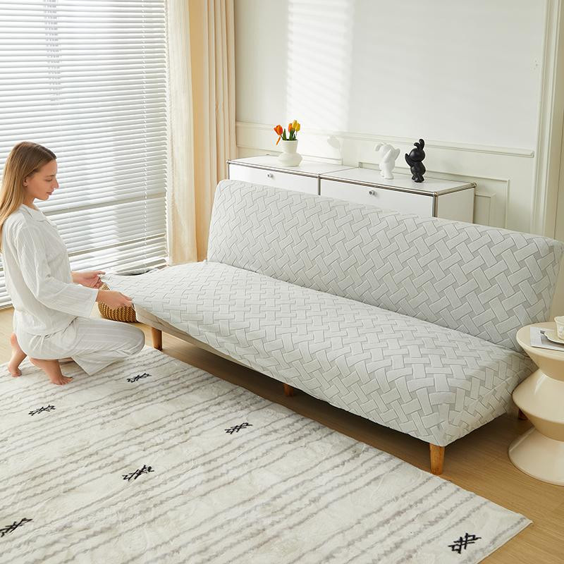 Household supplies MH Jacquard-Schlafsofa-Überwurf in Grau, Stretch-Futon-Sofa-Überwurf aus Polyester für Kinder und Haustiere, Länge: 120-155 cm - Bild 1