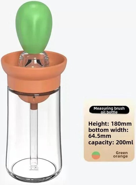 Yiran Furniture Ölspenderflasche mit Silikonbürste für BBQ und zum Kochen, braun und transparent - Bild 1