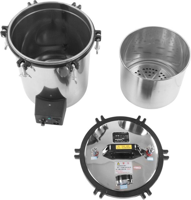 Awinner Dampfautoklav mit Zeitschaltuhr, automatischer Edelstahl-Hochdruck-Temperaturkessel für Laborzwecke, 18 l, Grau/Silber - Bild 1