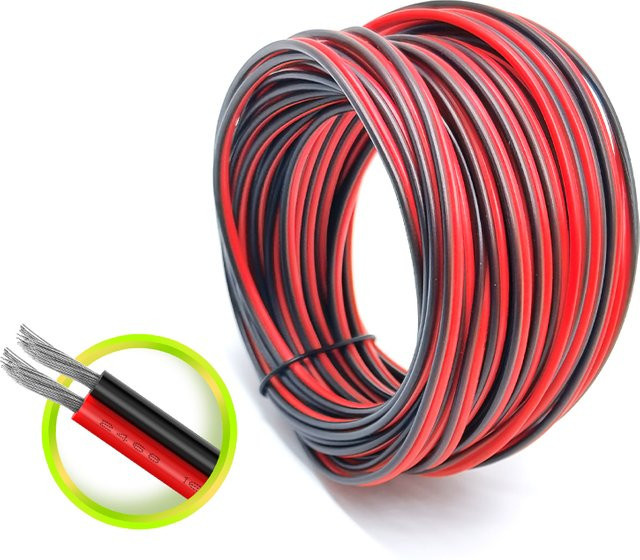 beteno 2-poliges elektrisches Kabel aus verzinntem Kupfer mit PVC-Isolierung, 10 m, Farben: Rot und Schwarz - Bild 1