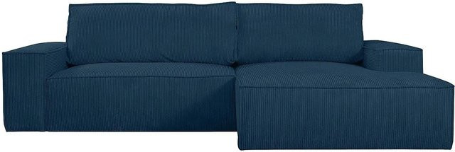 Vente-unique Schlafsofa Amelia in Blau mit Cord-Bezug und L-Form - Bild 1