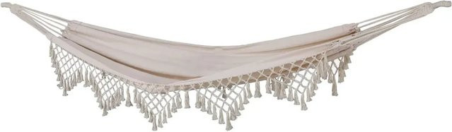 Svita Luxushängematte aus Baumwolle mit Boho Macramé Schmucksaum in Beige - Bild 1