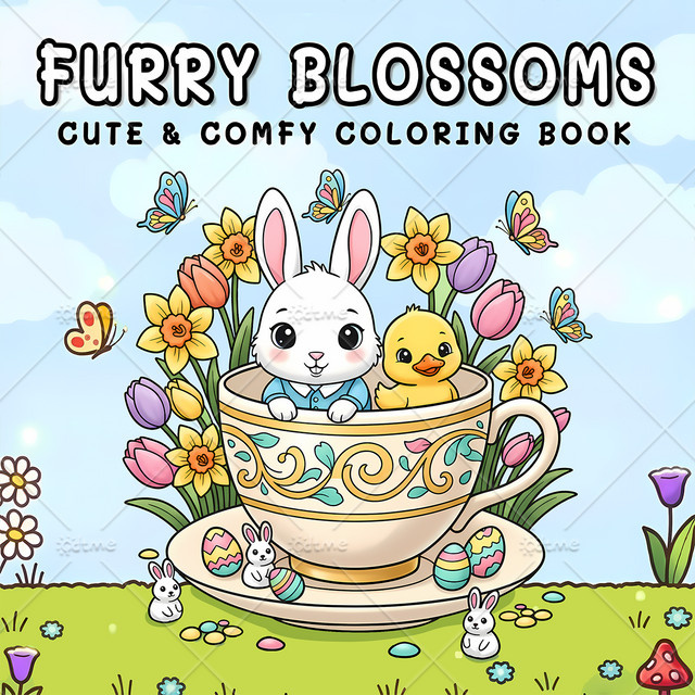FURRY BLOSSOMS Malbuch für Erwachsene, Mutige und Einfache Muster, ab 14 Jahren - Bild 1