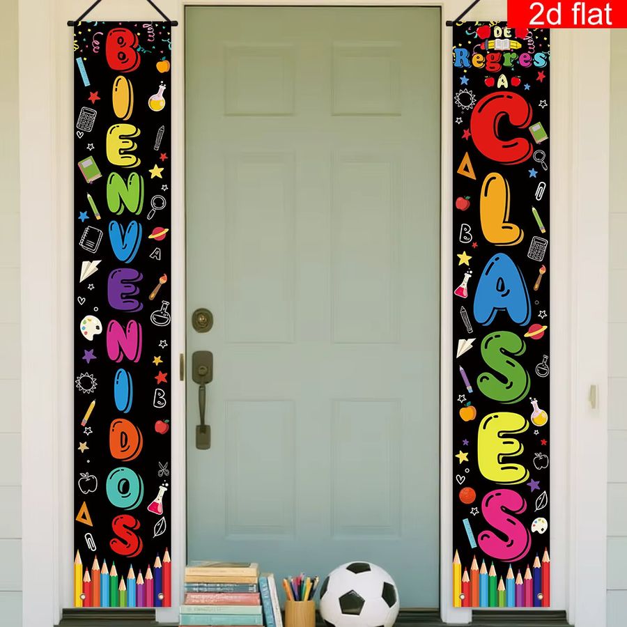 VIKAMA Spanisches Willkommensbanner für den Schulanfang, Mehrfarbiges 2D-Banner zur Klassenzimmerdekoration für Innen- und Außenbereiche, B/H: 180 x 30 cm - Bild 4