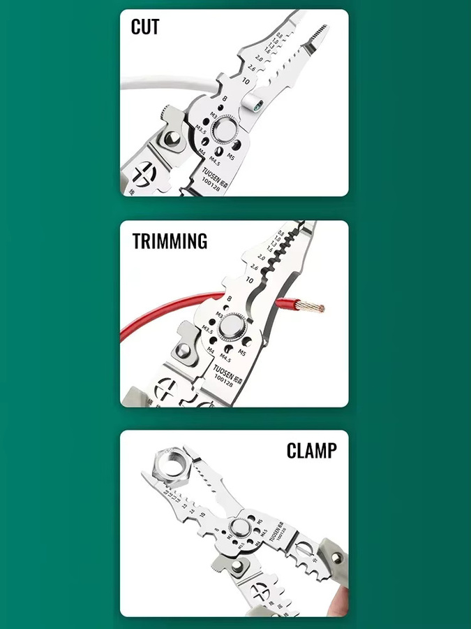 Multifunktionale automatische Abisolierzange von DUTRIEUX mit Crimper und Kabelcutter in Silber - Bild 6