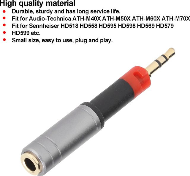 Qiilu Audio-Adapter Konverter von 2,5 mm auf 3,5 mm Jack für Audio-Technica ATH-M70X M40X M50X M60X - Bild 1