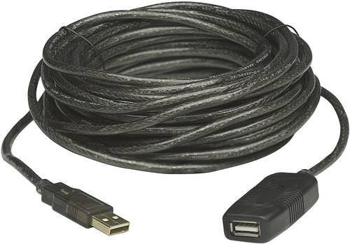 Manhattan USB 2.0 Kabel mit USB-A Stecker und USB-A Buchse, Schwarz, Länge: 10,00 m - Bild 1